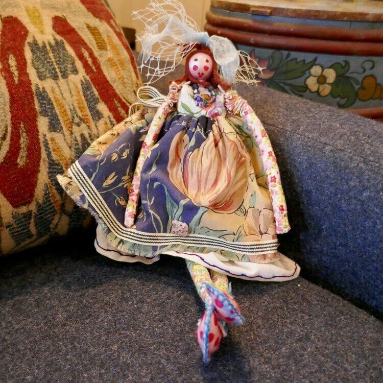Hand Made Vintage Fabric Doll Tulip photo furniture
