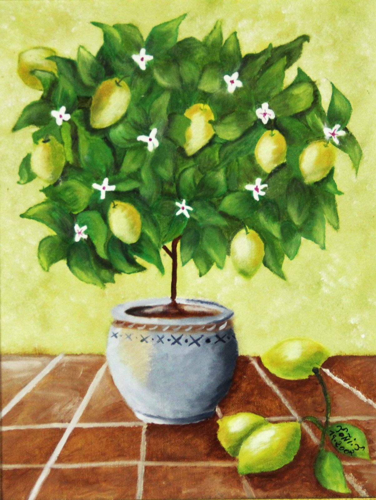 Still Life Lemon And Lemon Flowers By Toni photo for sale
