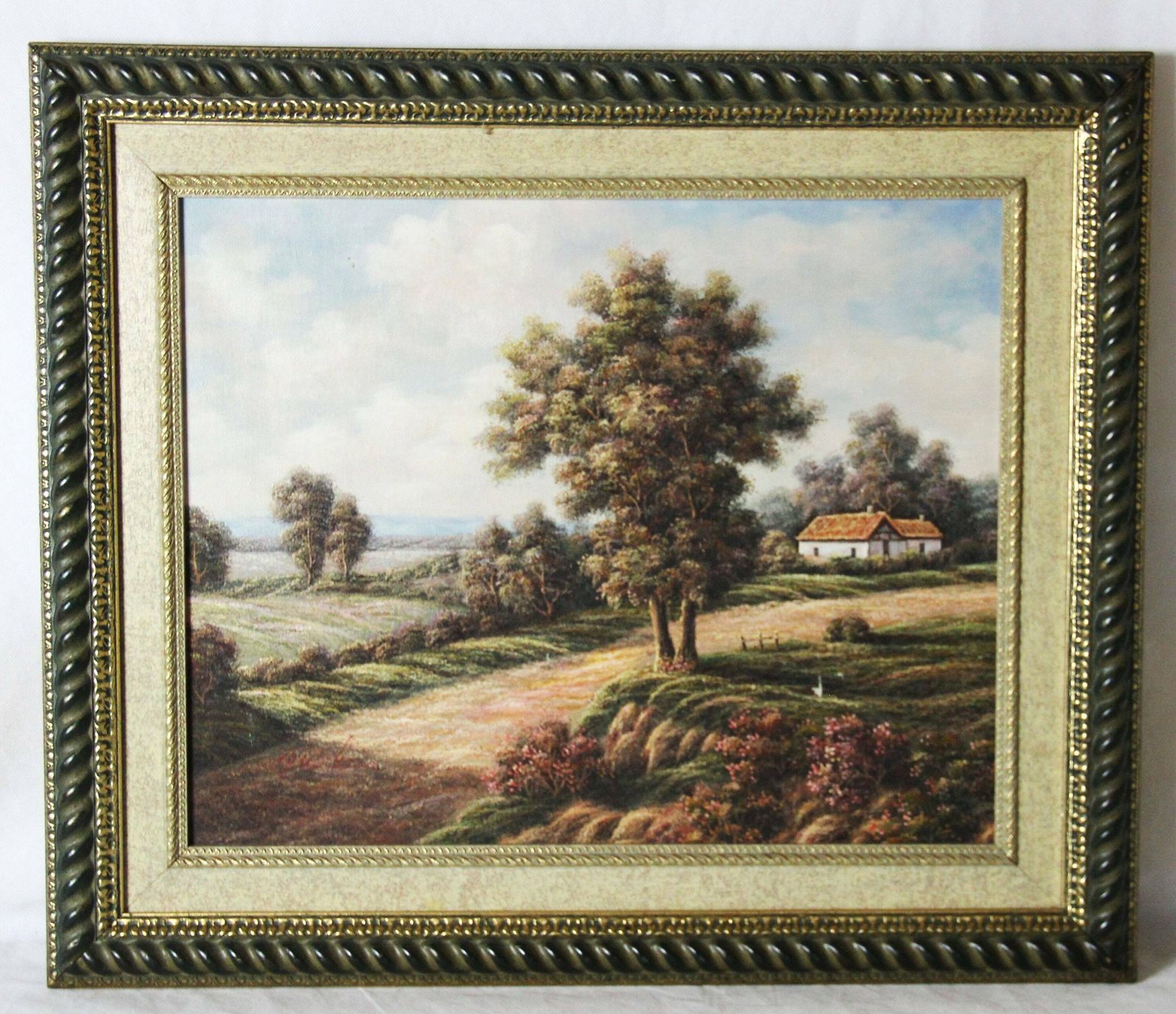 Landscape With Rustic House And Wildflower Meadow By P. Wilson