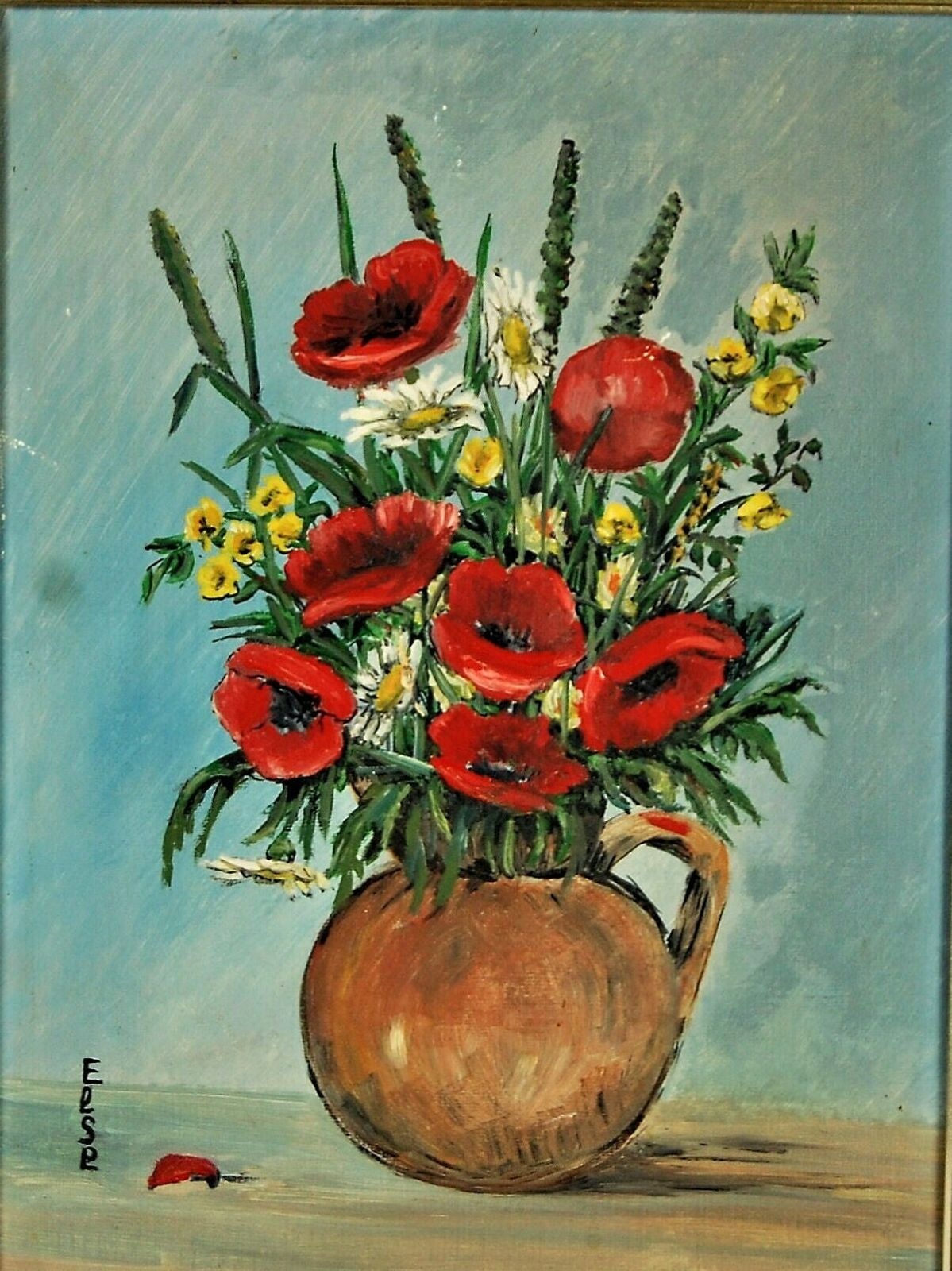 The Oil Painting With Poppies And Wildflowers photo furniture