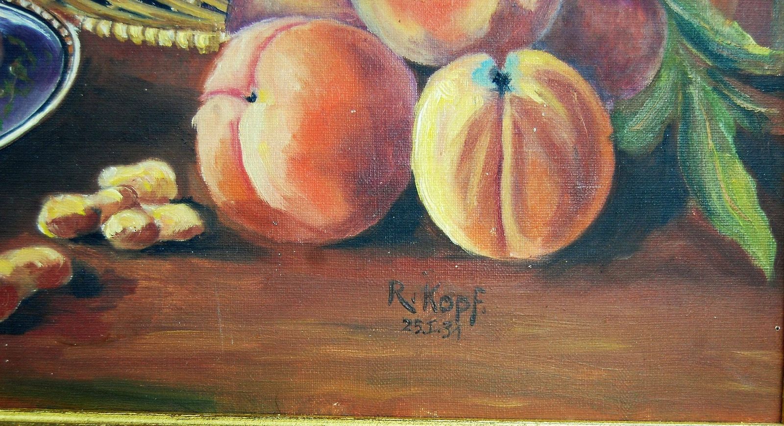 Still Life With Fruit, A Wonderful Original German Oil Painting photo for sale