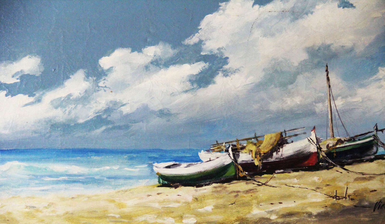 Fishing Boats On A Beach In Spain