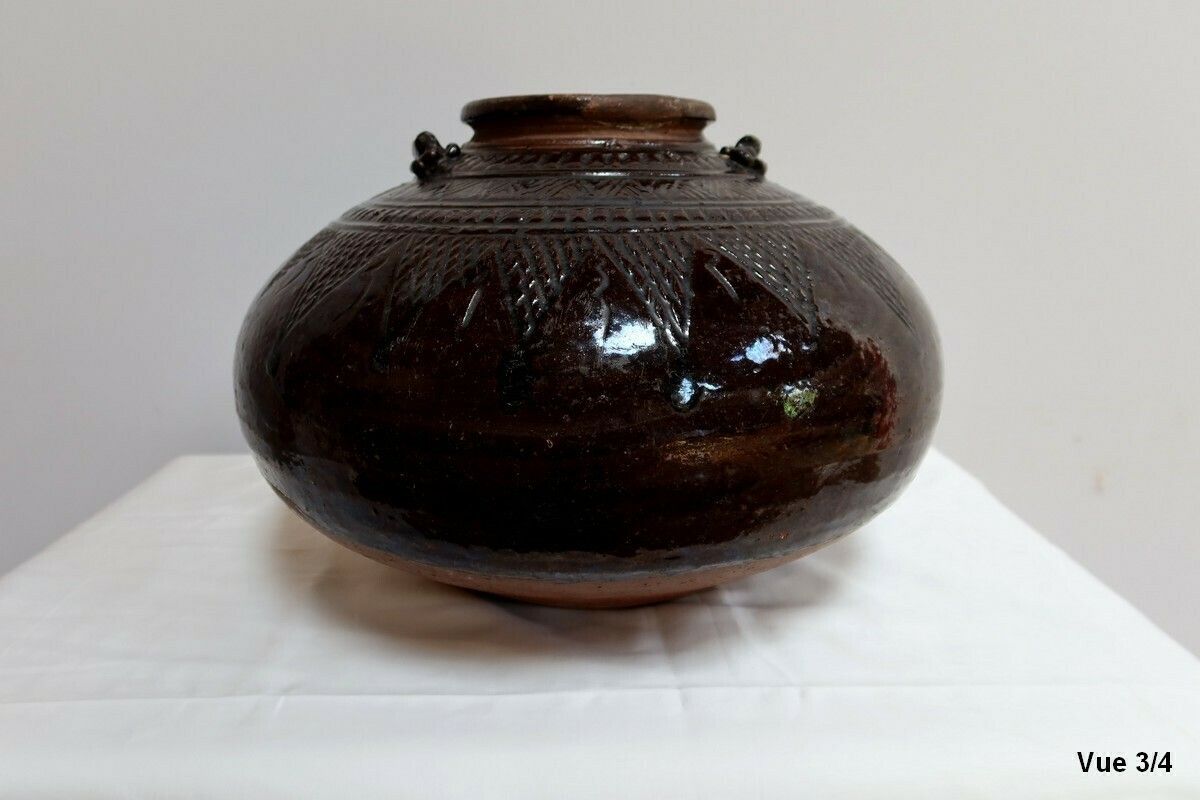Home Decor Important Bellied Vase In Glazed Terracotta – 1900 photo