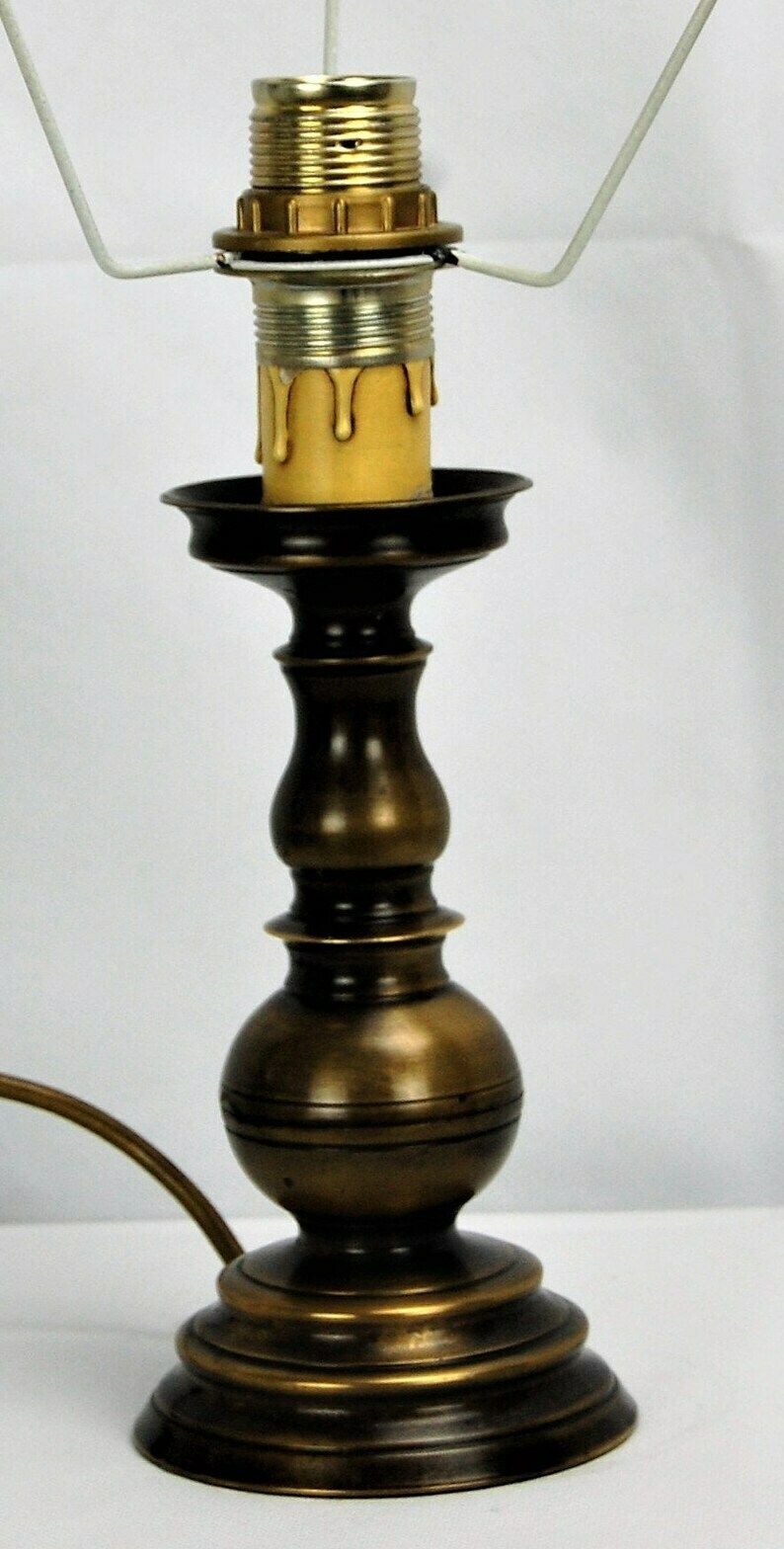 Noble Lamp From The Middle Of The Century With Raw Silk Shade, Germany Of The 1940s photo for sale