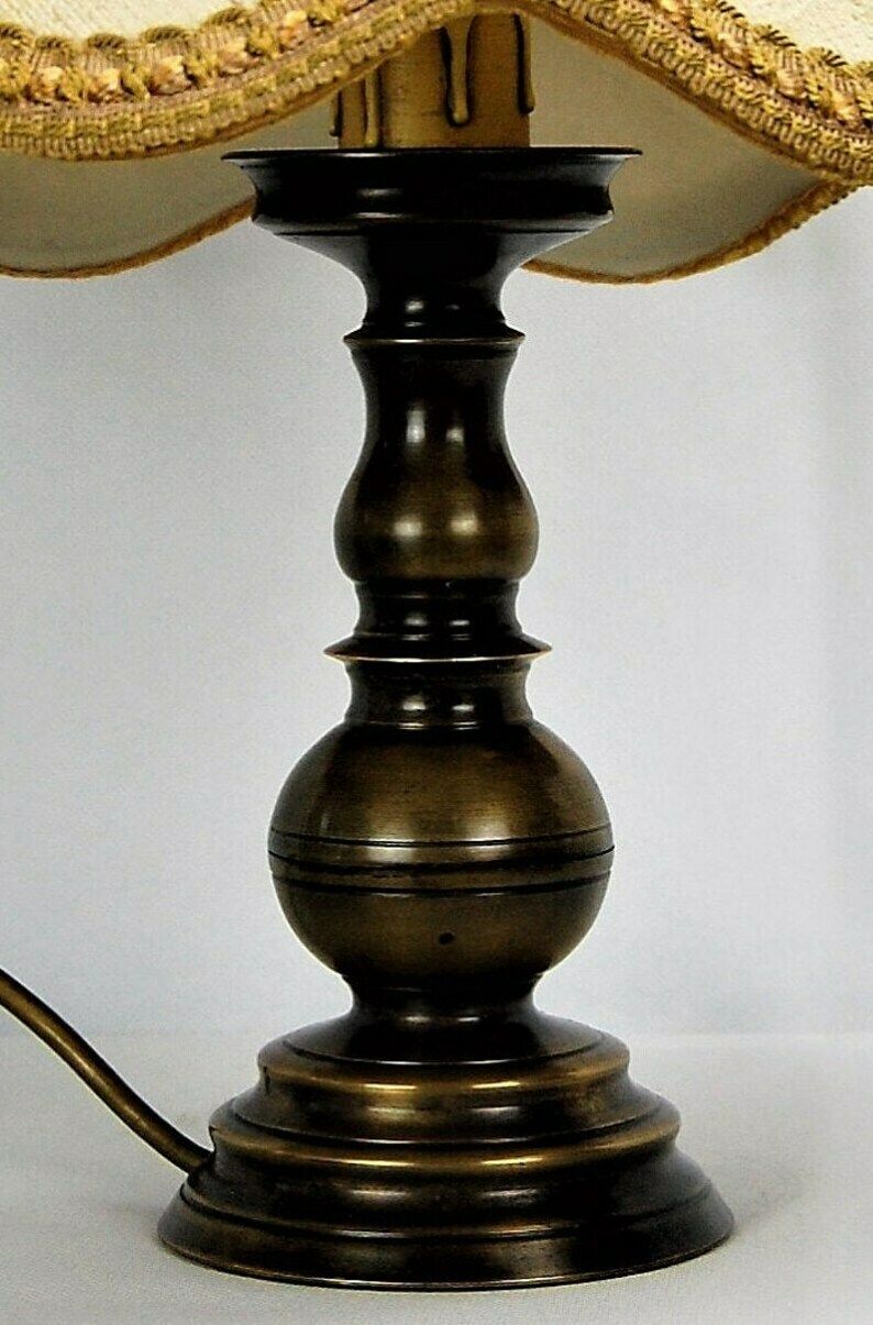 Noble Lamp From The Middle Of The Century With Raw Silk Shade, Germany Of The 1940s photo vinterior