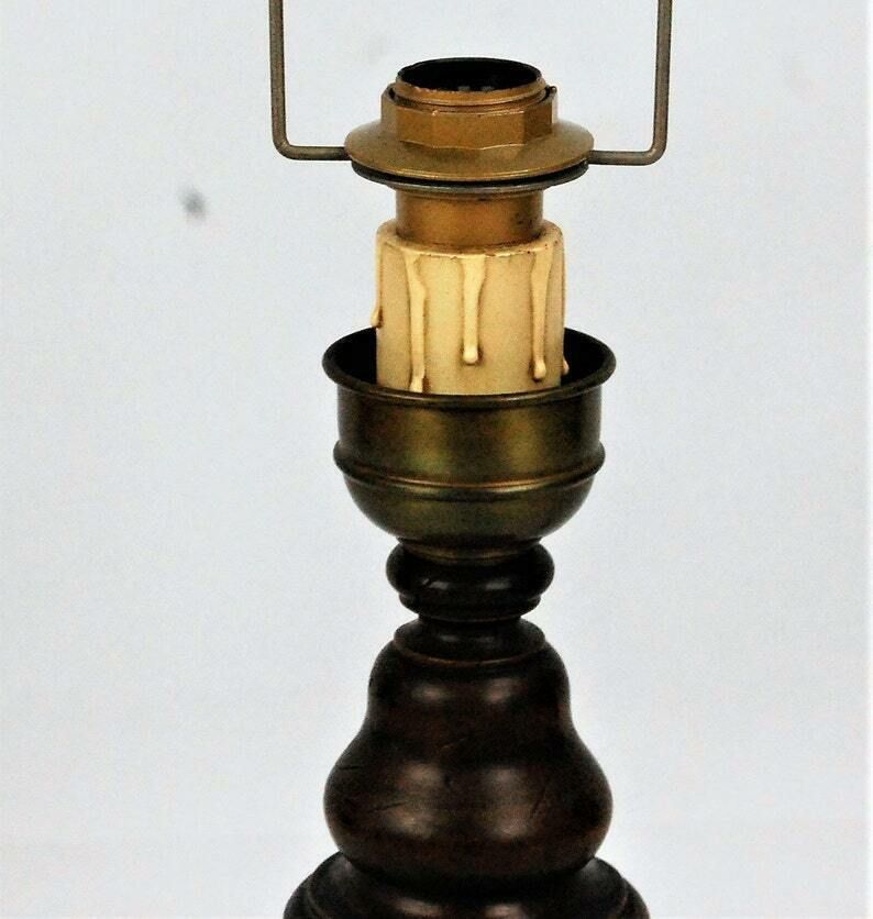 Table Lamp Made Of Wood And Copper photo for sale