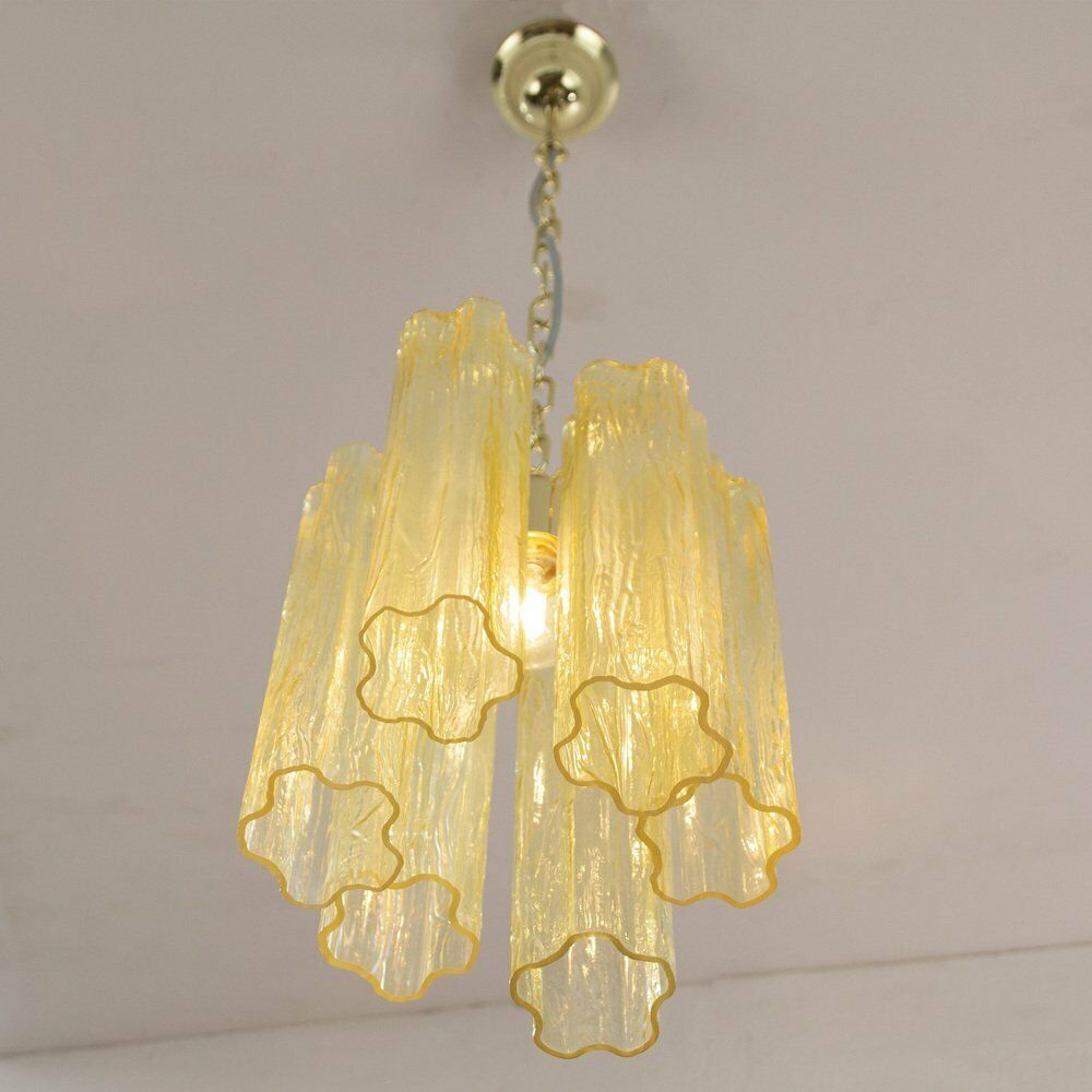 Tronchi Chandelier In Chamomile Yellow Glass, Italy, 1990s photo buy