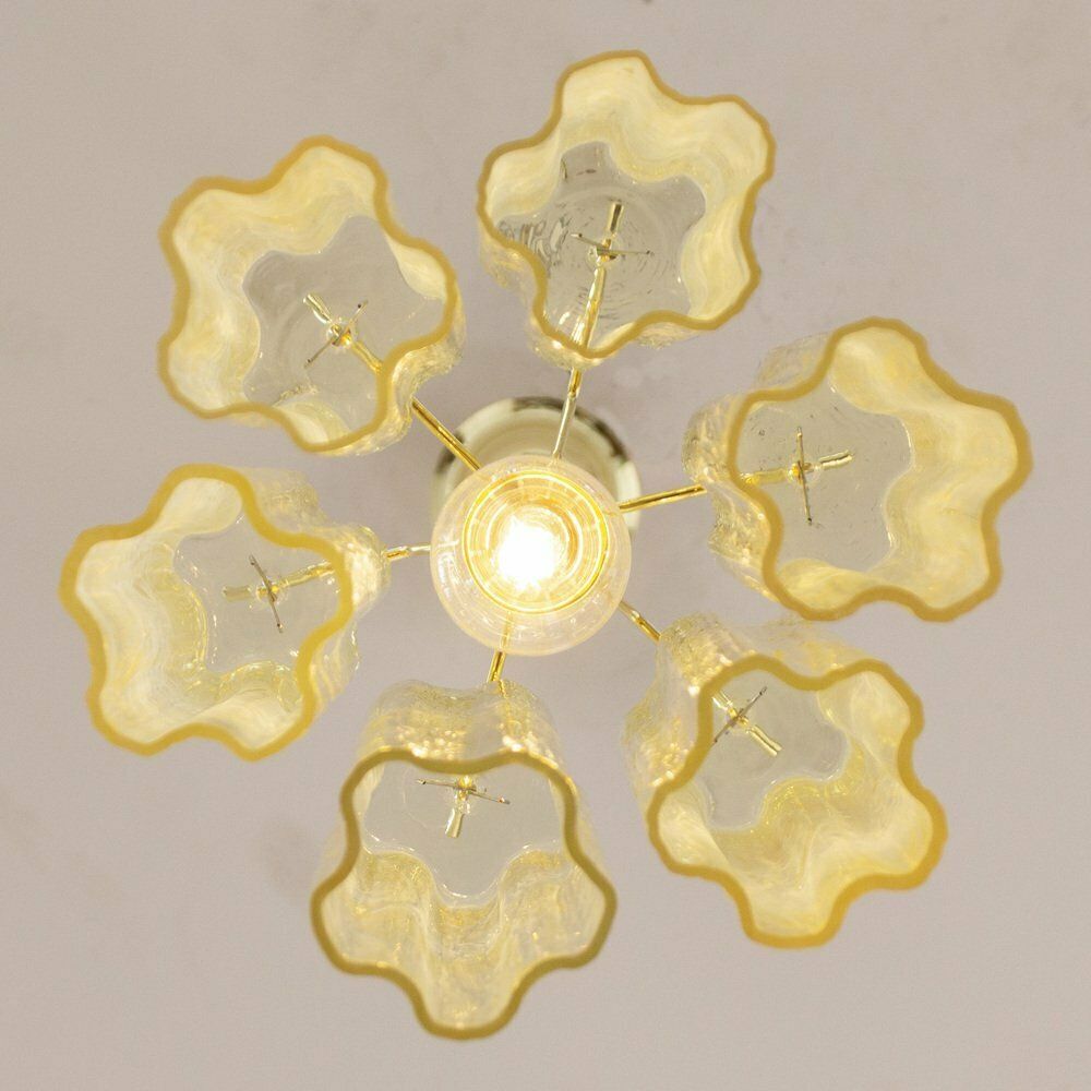 photo for sale Tronchi Chandelier In Chamomile Yellow Glass, Italy, 1990s