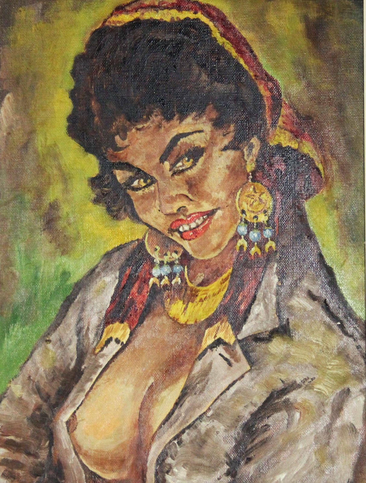 Spanish Woman Painting, 1970s, Vintage photo vinterior
