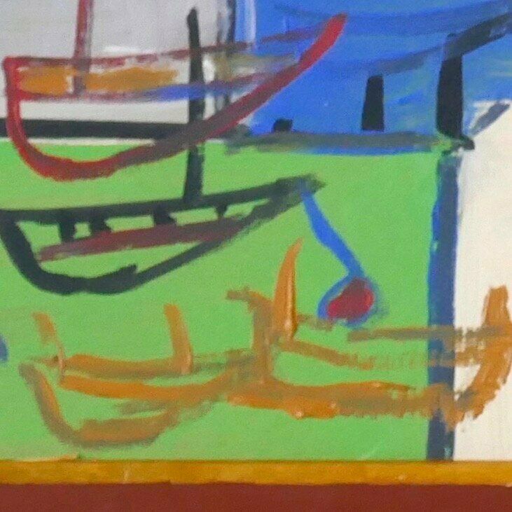 Boats On Estuary Bank Newlyn School photo for sale