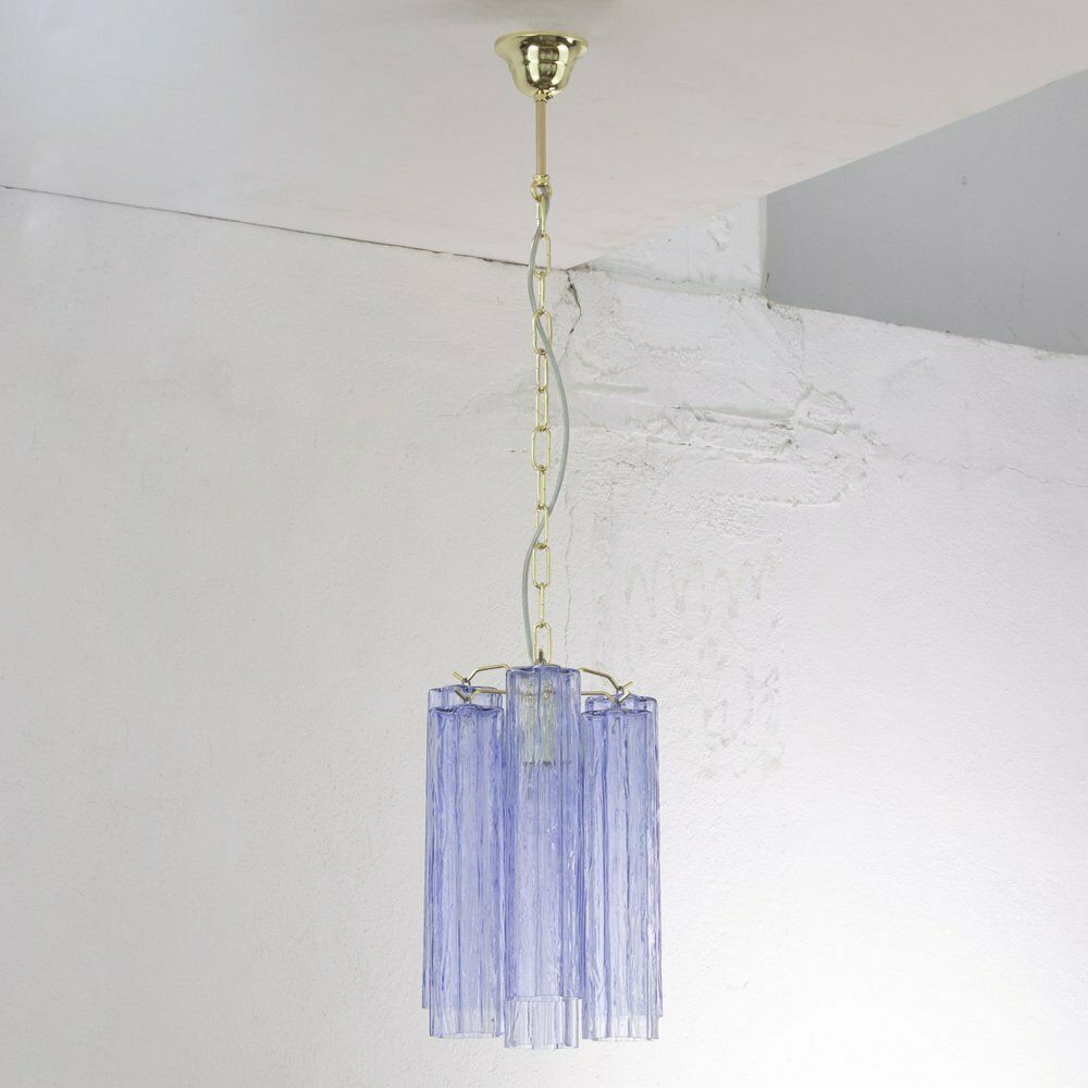 Tronchi Chandelier In Violet Blue Glass, Italy, 1990s photo for sale