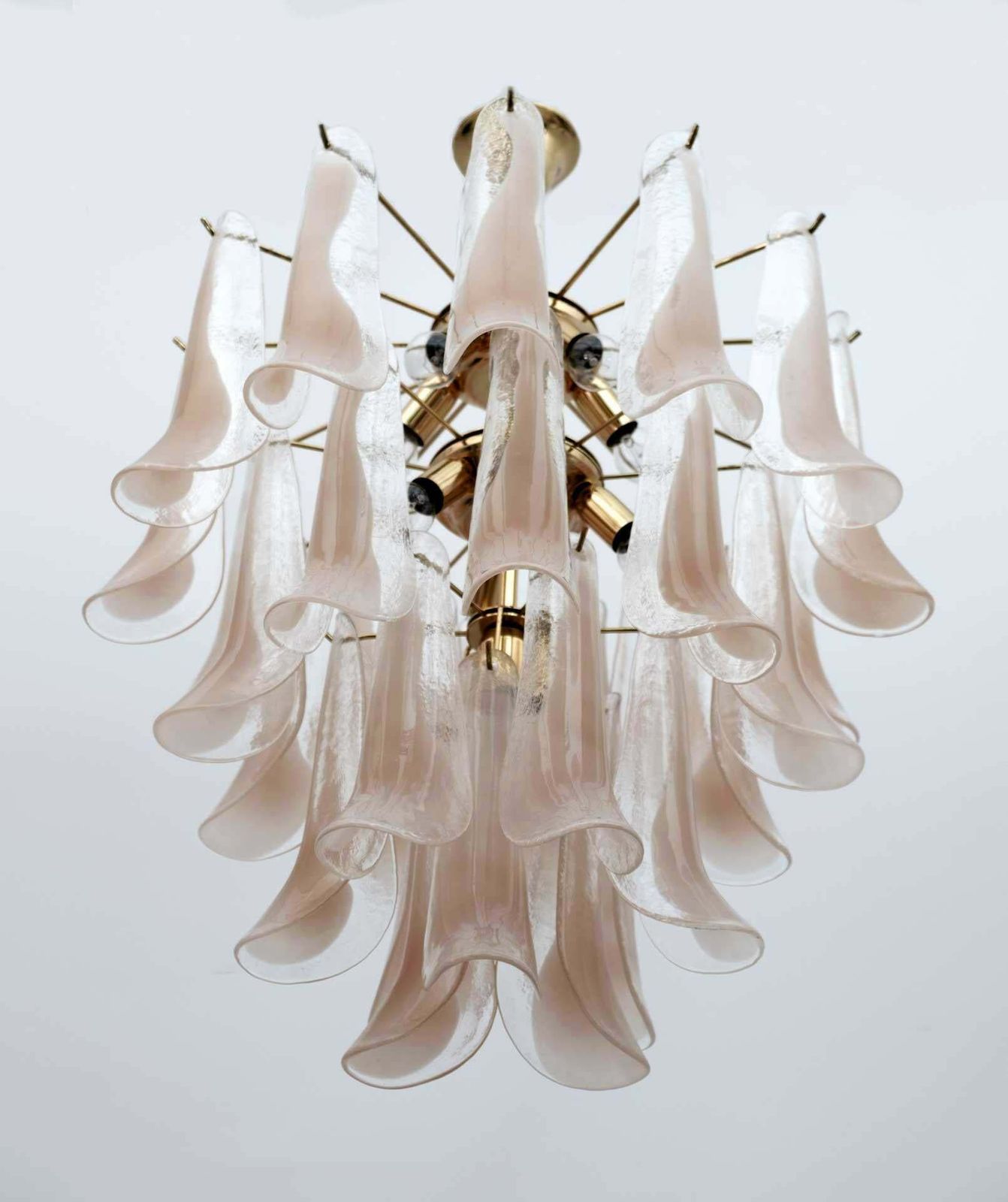 Mazzega Mid Century Modern Italian Petals Murano Glass Chandelier, 1970s photo for sale