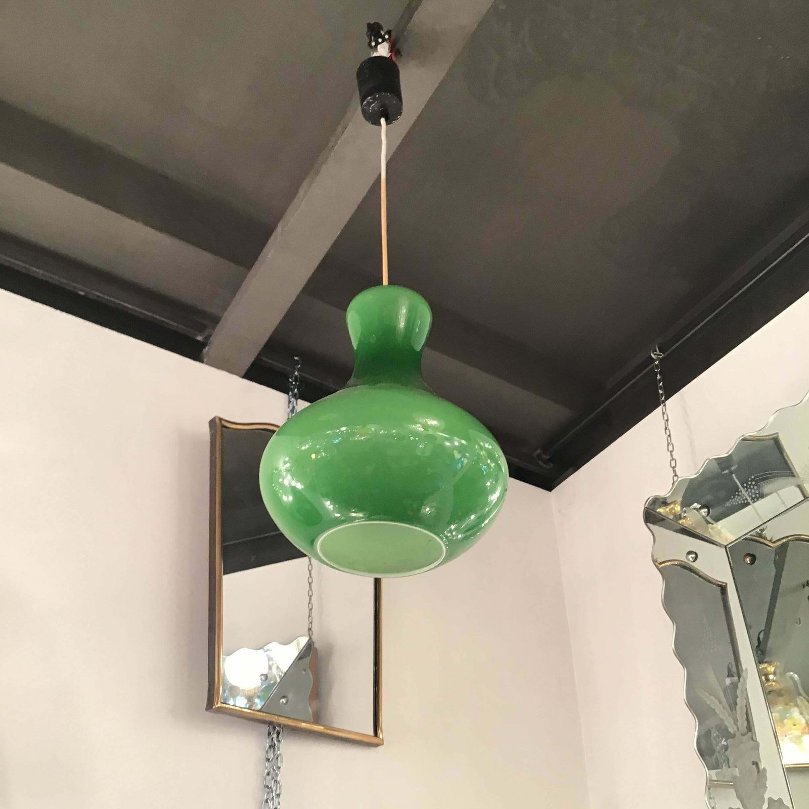 Stilnovo Chandelier Murano Glass Metal, 1950, Italy photo 1396.0