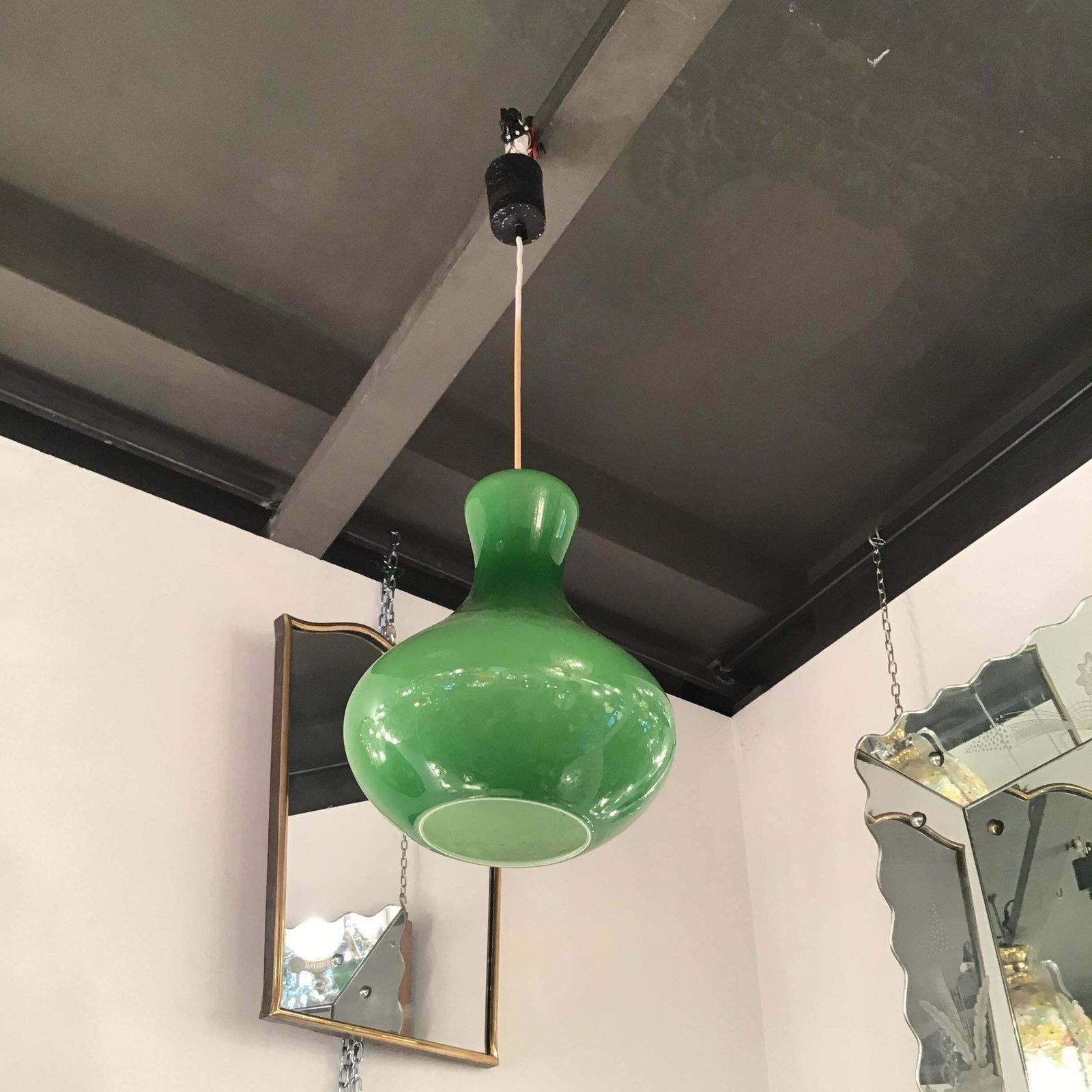 Stilnovo Chandelier Murano Glass Metal, 1950, Italy photo vintage
