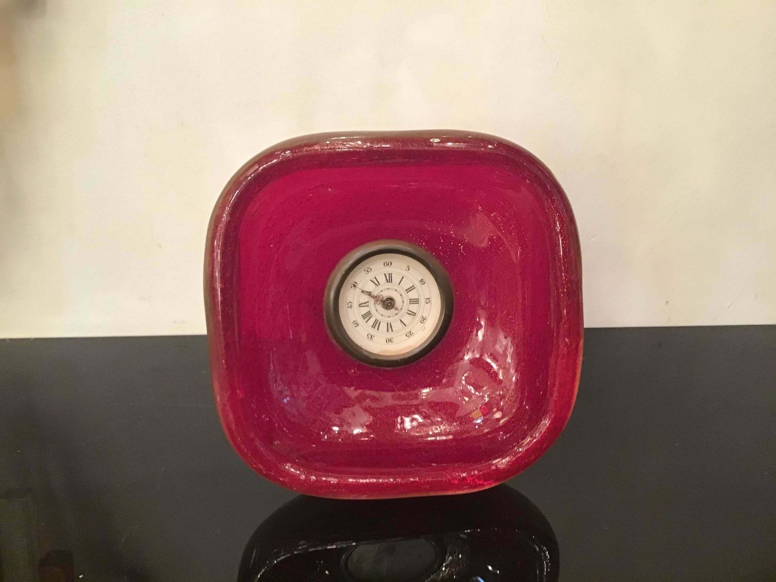 Venini Table Clock /Scrivania Brass Murano Glass 1950 Italy photo vintage
