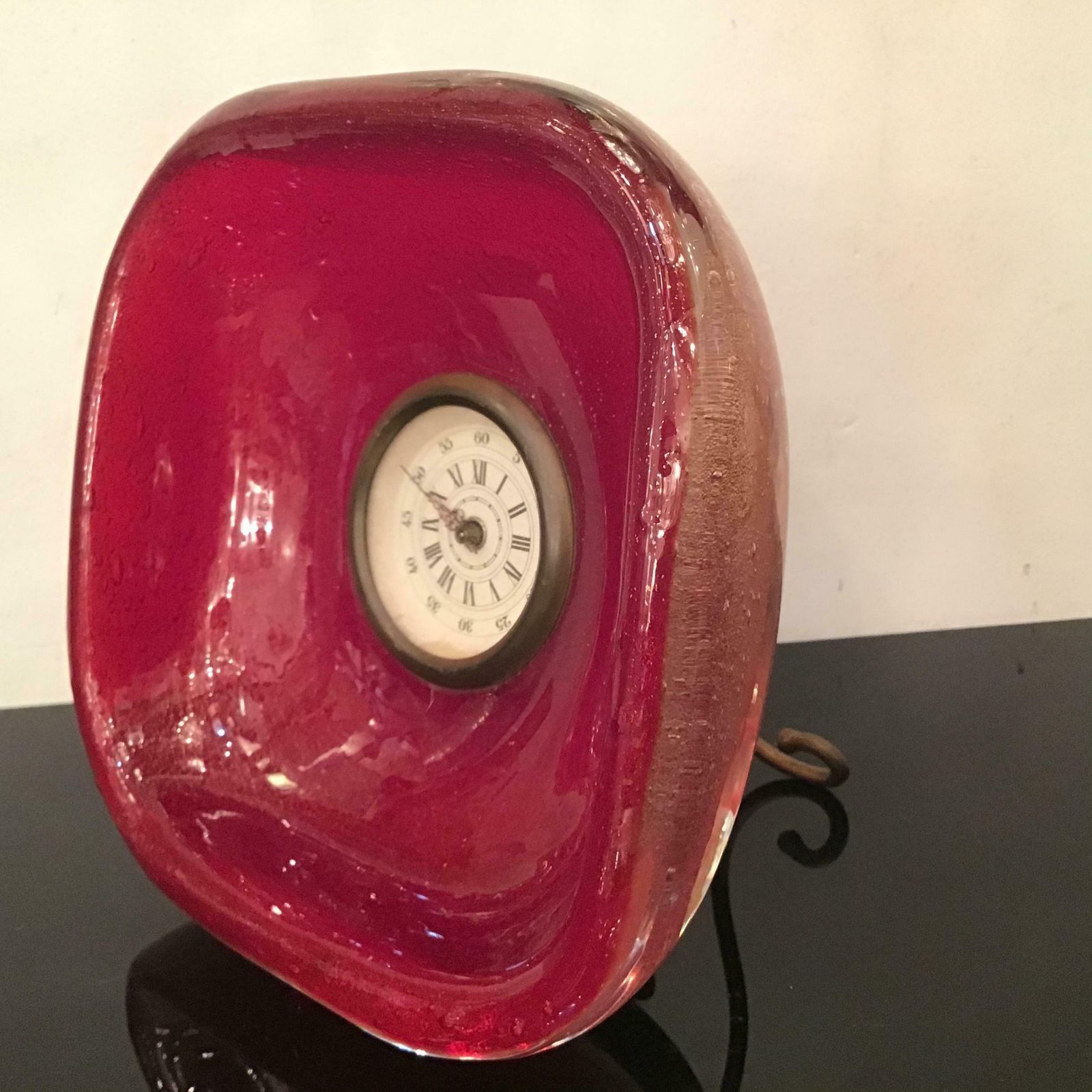 Home Decor Venini Table Clock /Scrivania Brass Murano Glass 1950 Italy photo