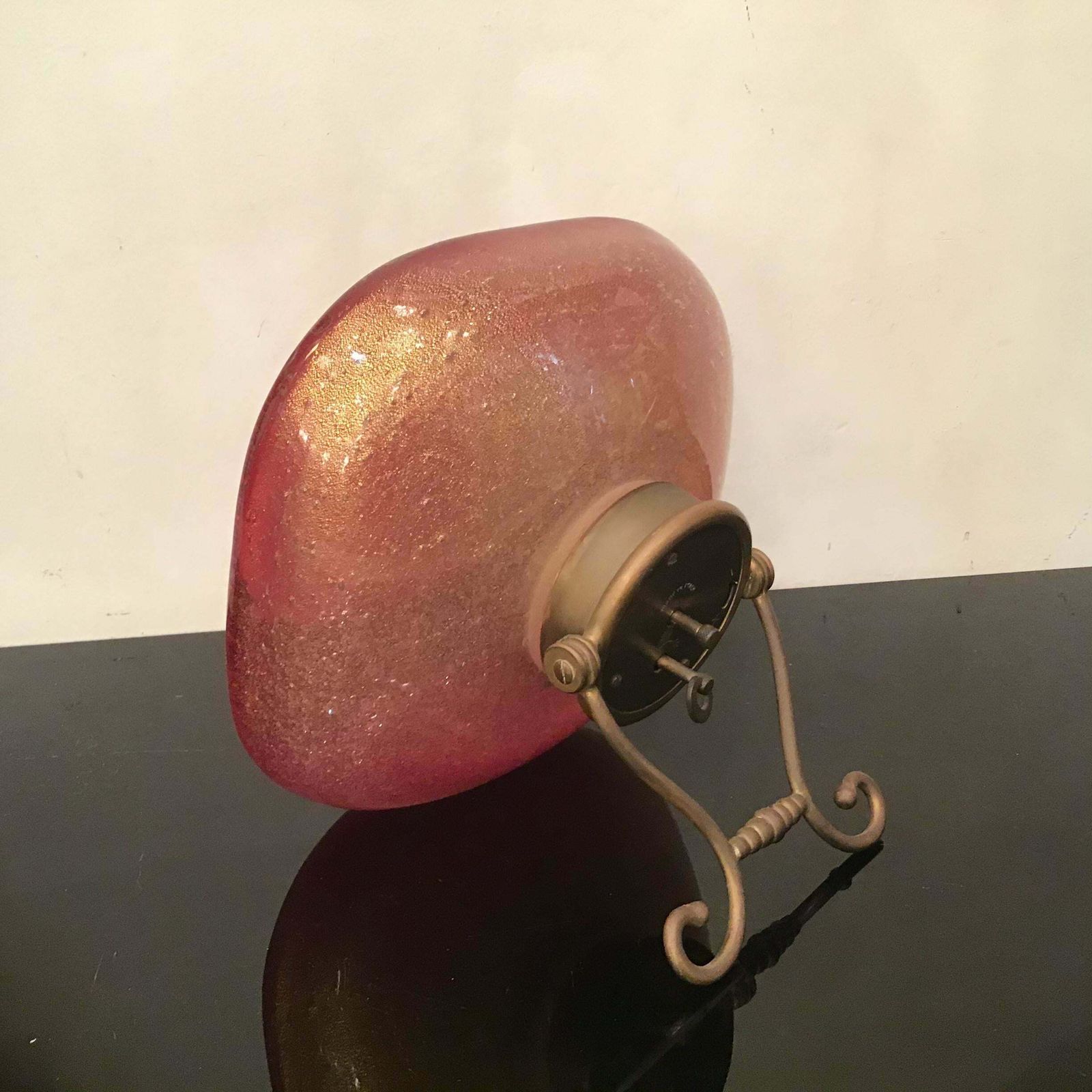 2007.0 Venini Table Clock /Scrivania Brass Murano Glass 1950 Italy photo