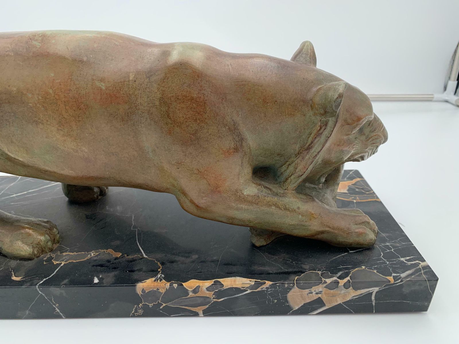 Art Deco Panther Sculpture By Emile Grégoire, Bronze, Marble, France Circa 1930 photo furniture