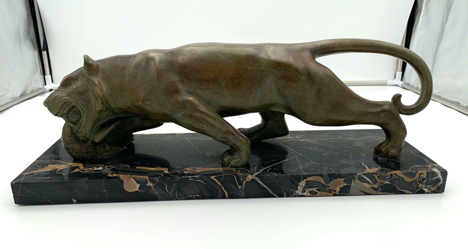 photo furniture Art Deco Panther Sculpture By Emile Grégoire, Bronze, Marble, France Circa 1930