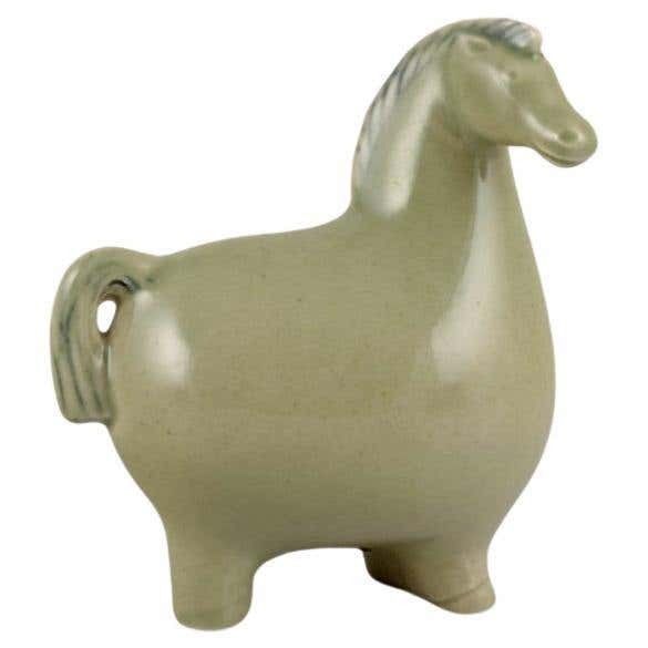Stig Lindberg For Gustavsberg Ceramic Horse Figurine With Light Green Glaze