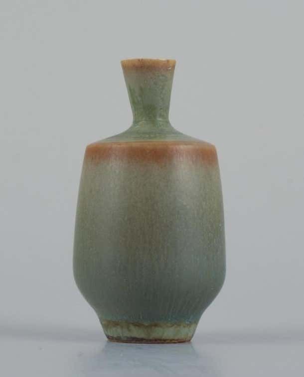 Berndt Friberg For Gustavsberg. Miniature Vase With Glaze In Shades Of Green photo furniture