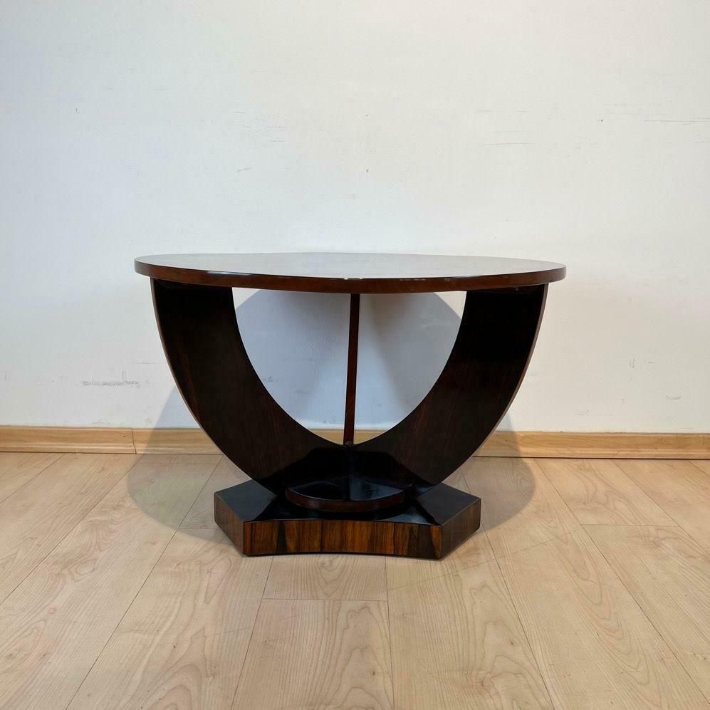 Art Deco Round Side Table, Rosewood Veneer, France Circa 1930 photo Furniture