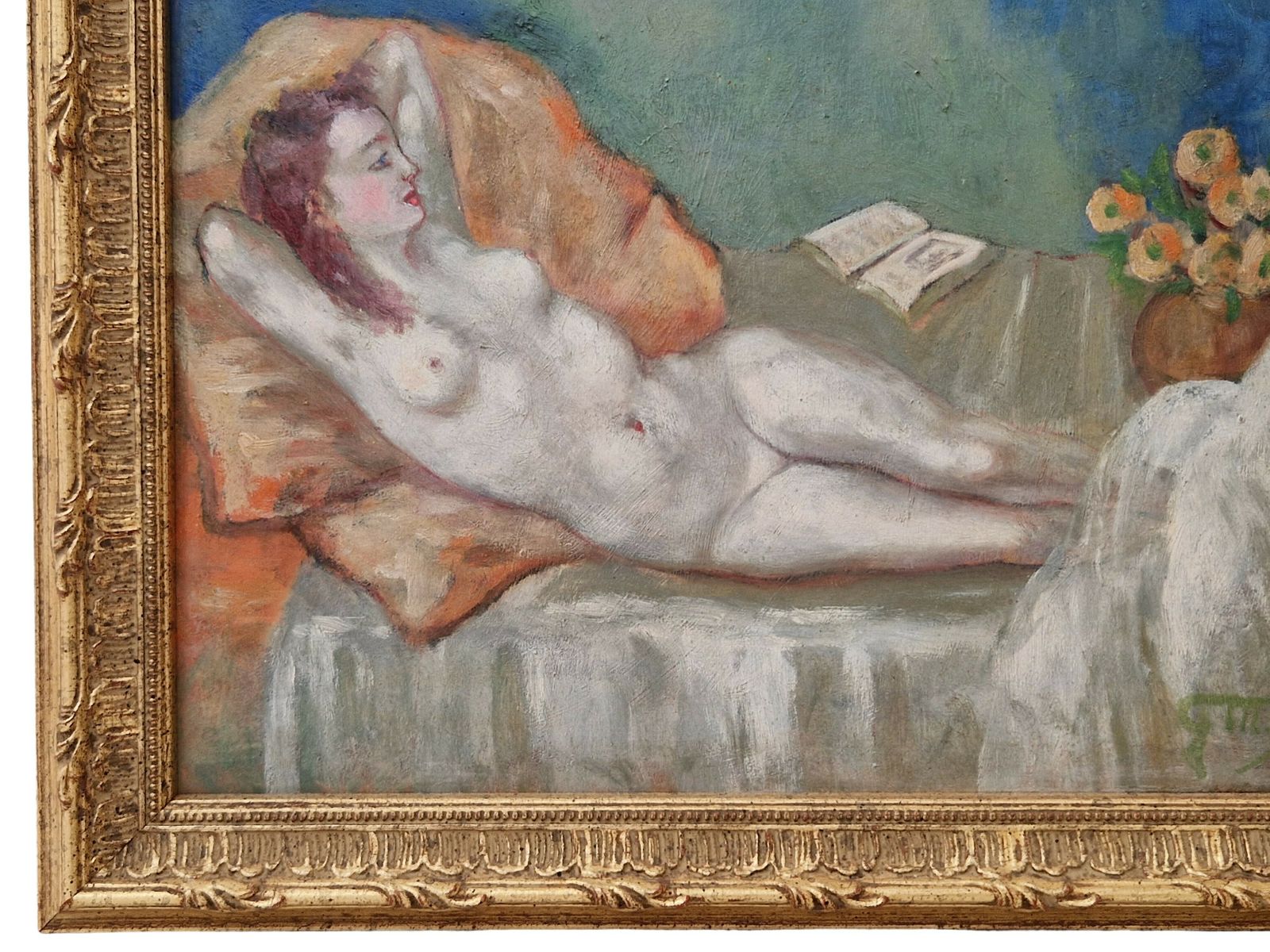 Germaine Marcel Beronneau Recling Nude Oil Painting, Framed. photo 1200.0