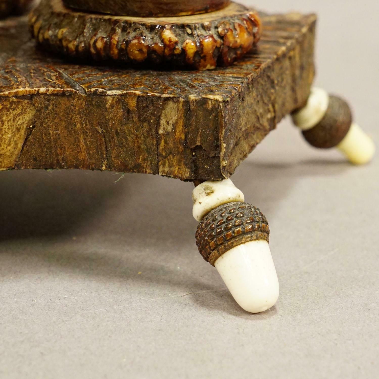 Rare Antler Desk Standish With Elaborate Carvings, Germany Ca. 1840 photo Home Decor