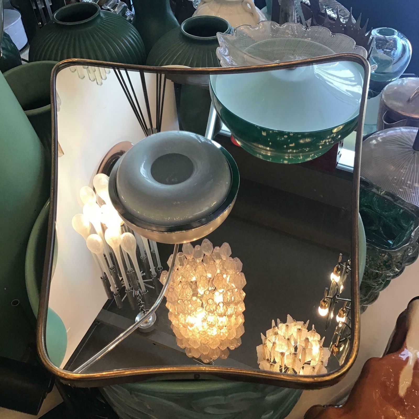 Fontana Arte Mirror Brass Wood Glass 1950 Italy photo furniture