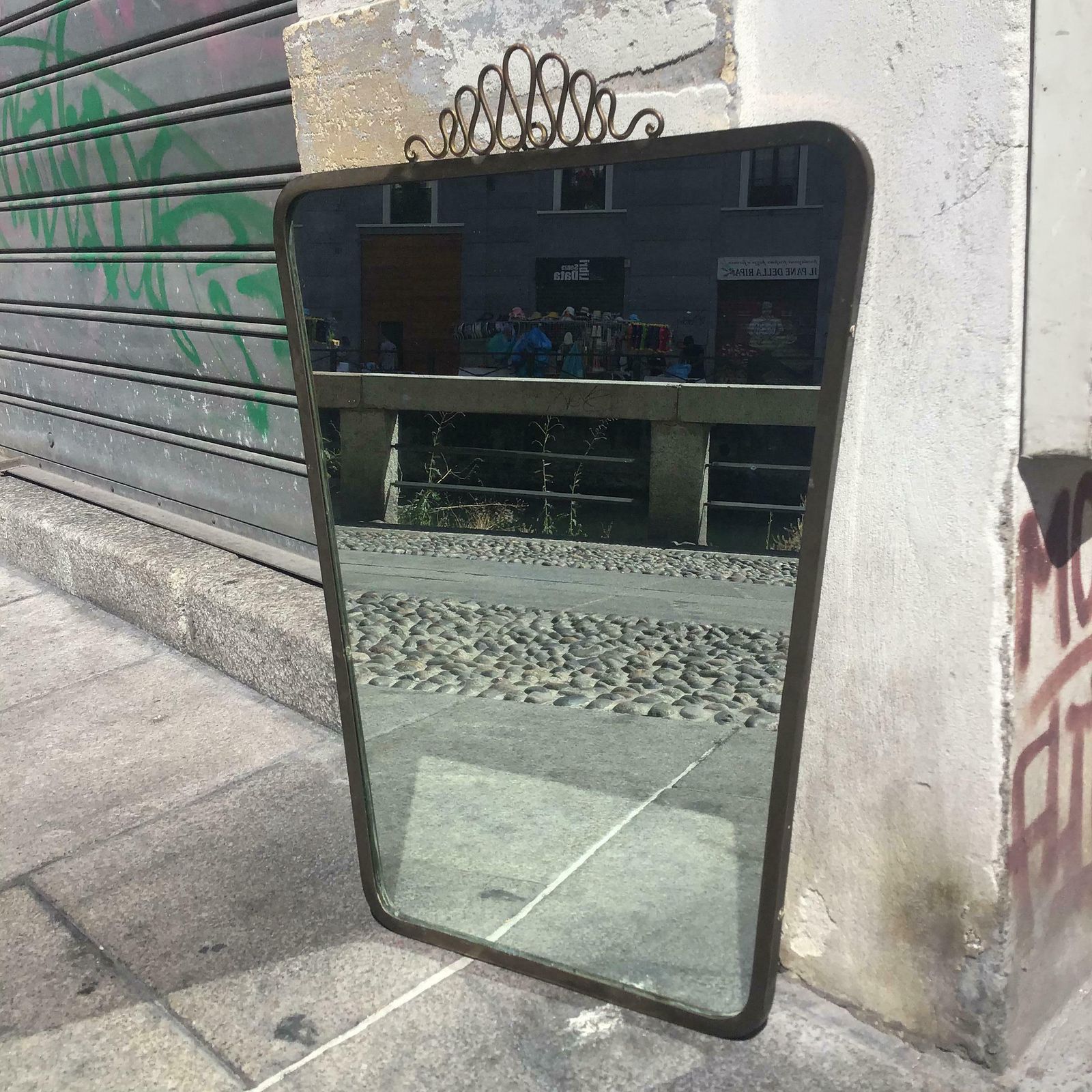 Gio Ponti Mirror Brass Glass Wood 1950 Italy photo furniture