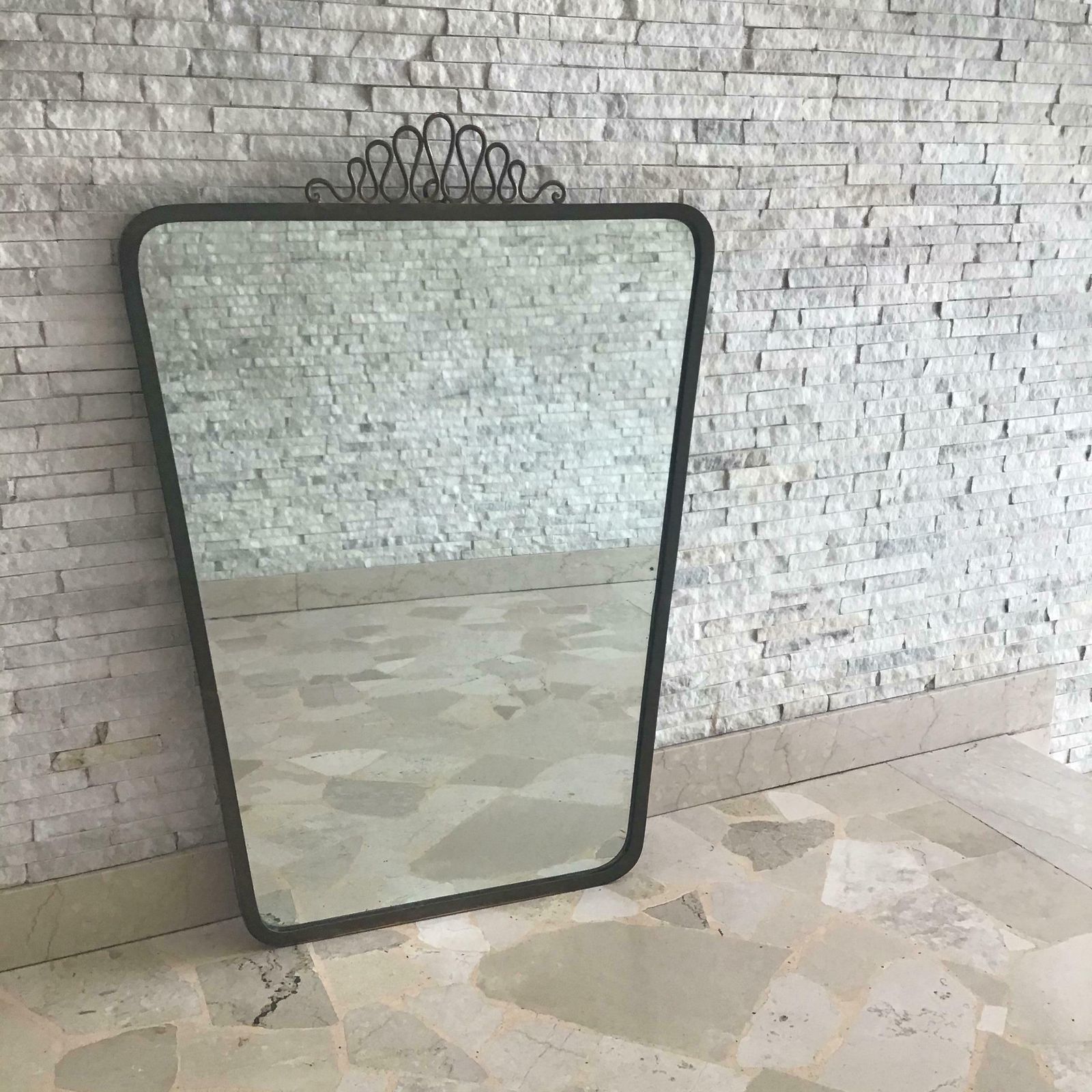 photo for sale Gio Ponti Mirror Brass Glass Wood 1950 Italy