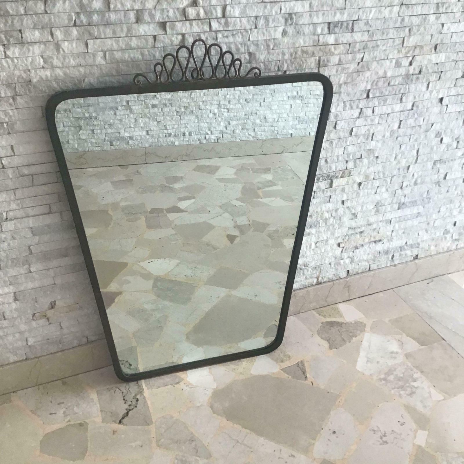 photo buy Gio Ponti Mirror Brass Glass Wood 1950 Italy