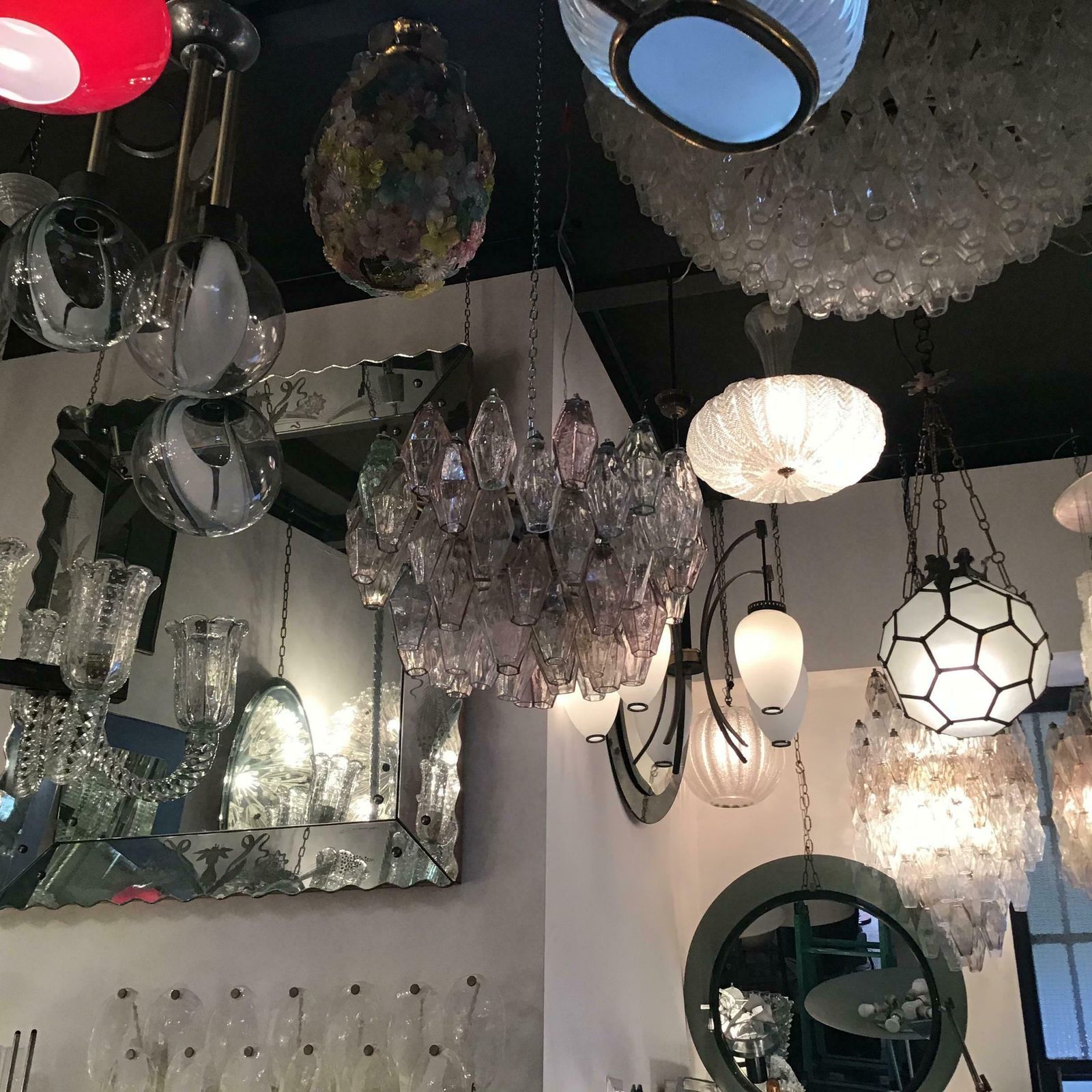 photo for sale Venini Carlo Scarpa Chandelier Poliedri Murano Glass Iron 1955 Italy