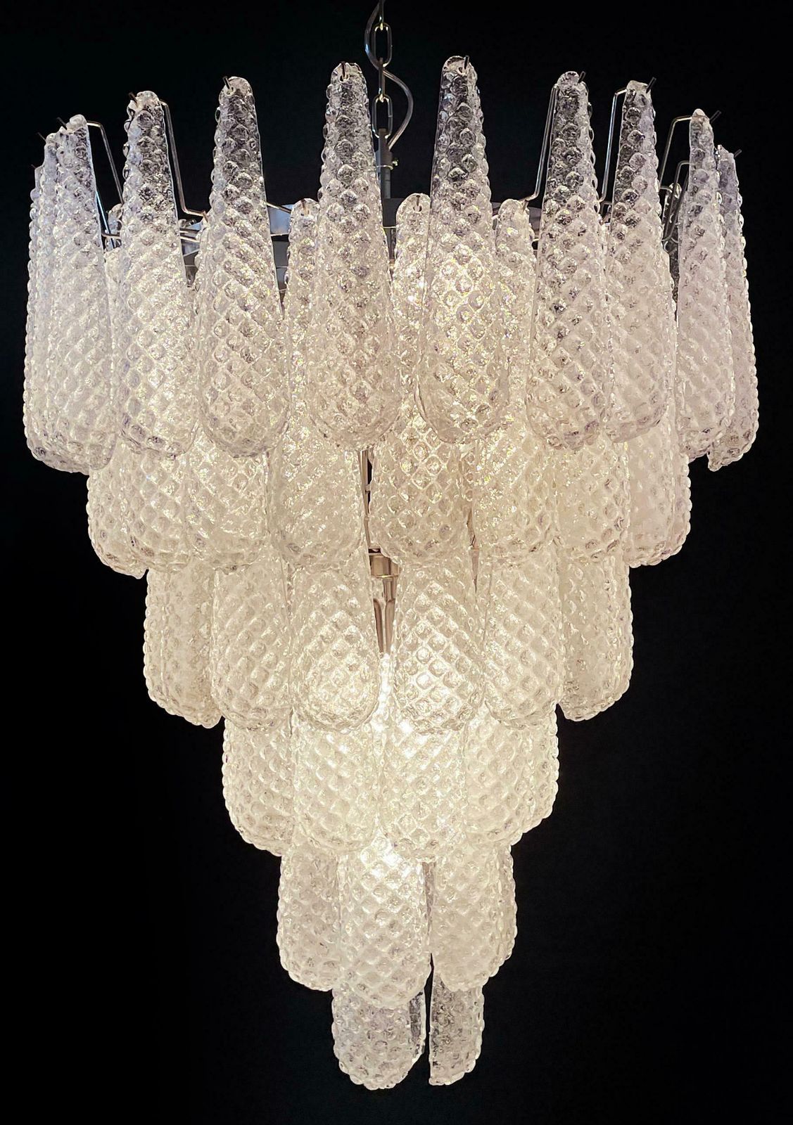 Magnificent Italian Vintage Murano Glass Chandeliers  75 Glass Petals Drop photo Lighting
