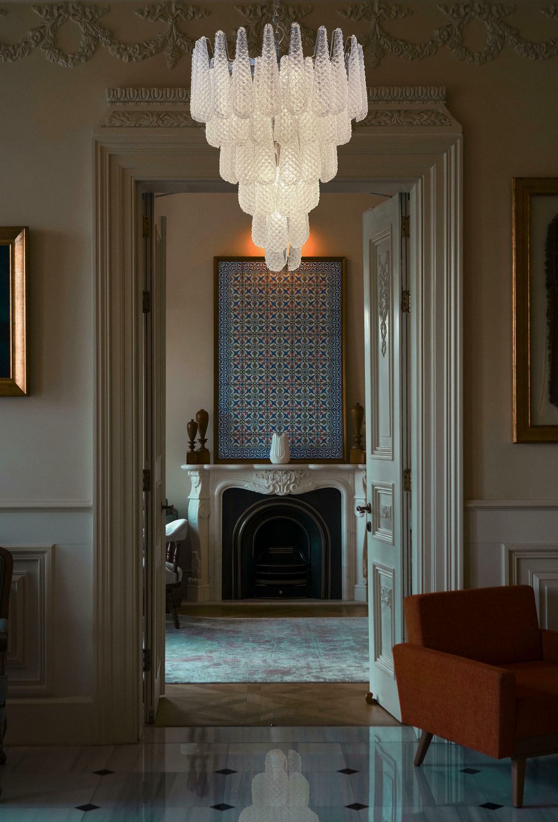Magnificent Italian Vintage Murano Glass Chandeliers  75 Glass Petals Drop photo vinterior