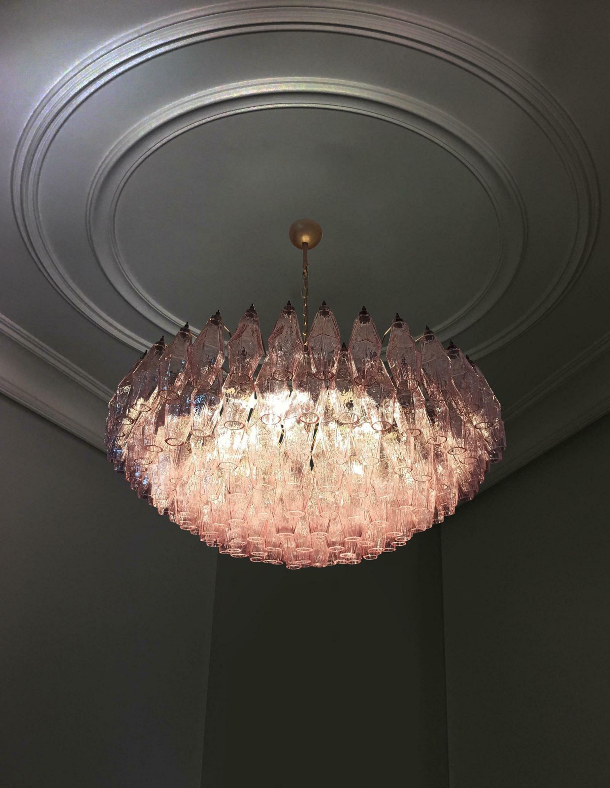 Charming Amazing Murano Glass Chandelier  185 Pink Poliedri photo furniture