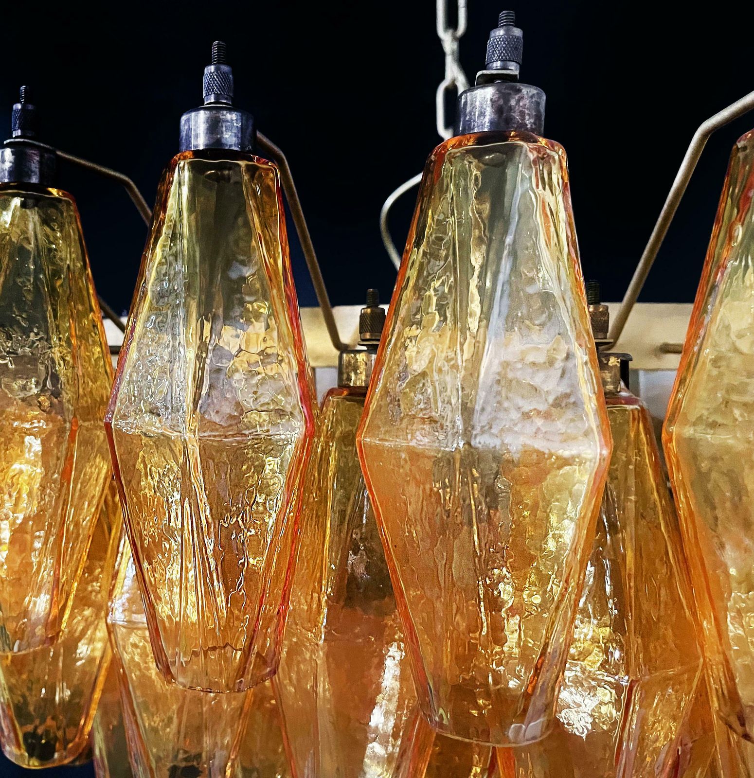 photo for sale Majestic Murano Glass Chandeliers  185 Amber Poliedri