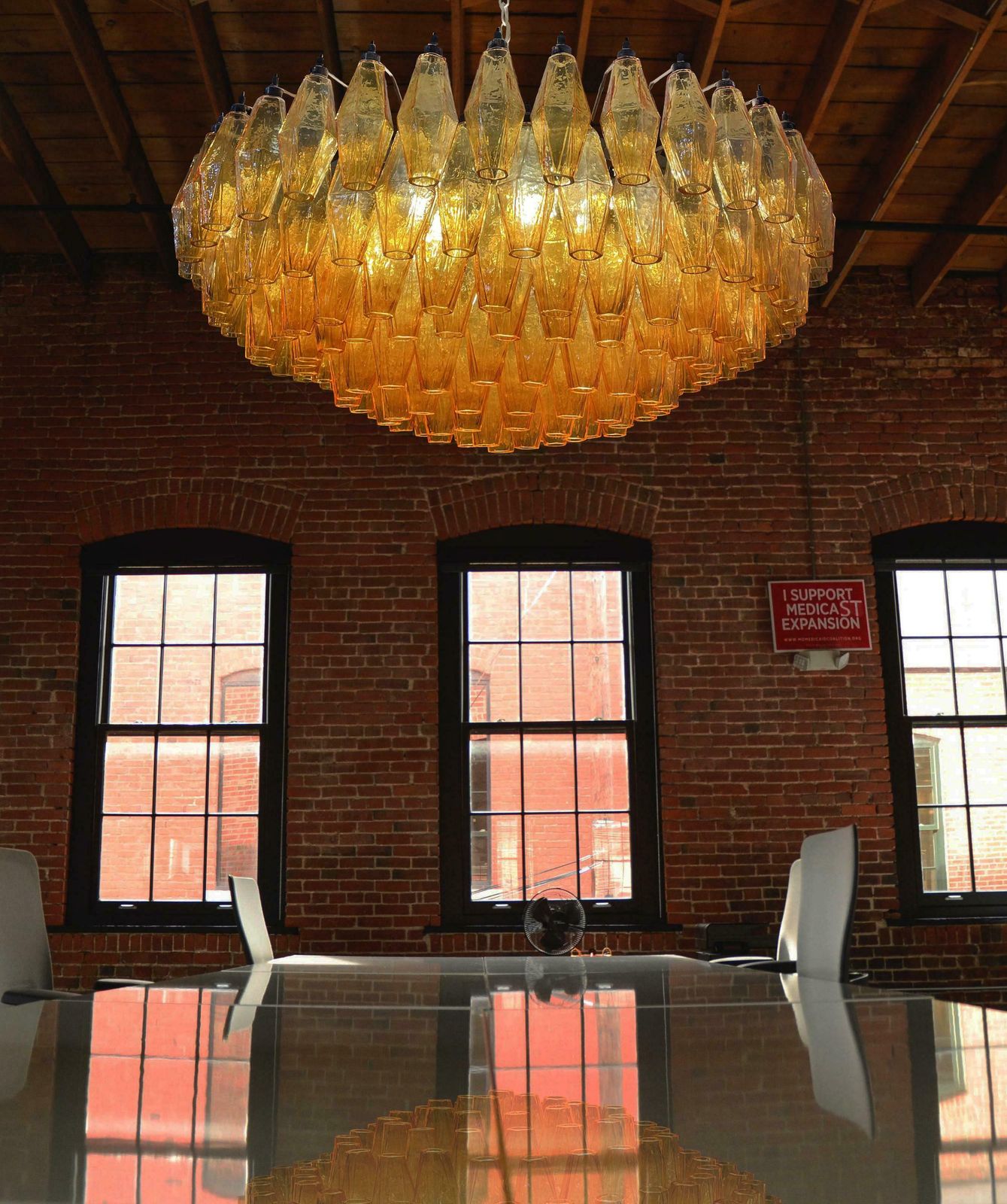 photo vintage Majestic Murano Glass Chandeliers  185 Amber Poliedri