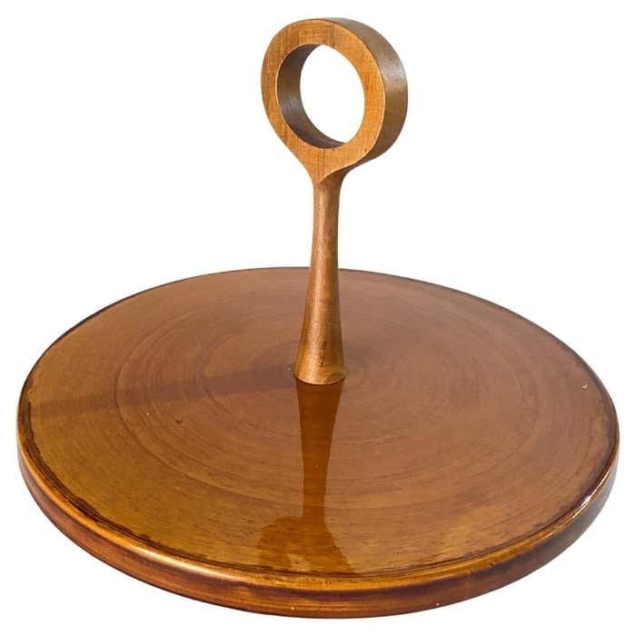 Cheese Tray In Ceramic And Wood France 1970s Brown Color