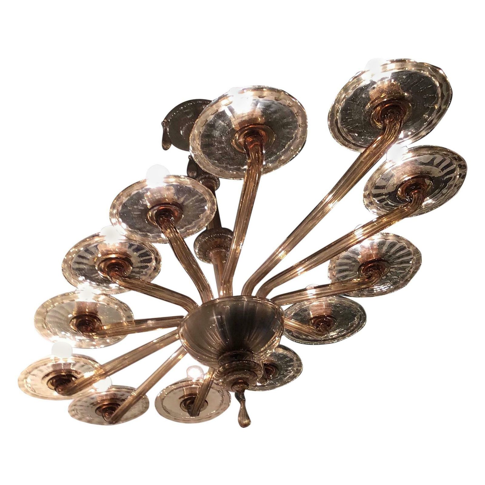 Venini Oval Murano Glass Chandelier 12 Light, 1930, Italy