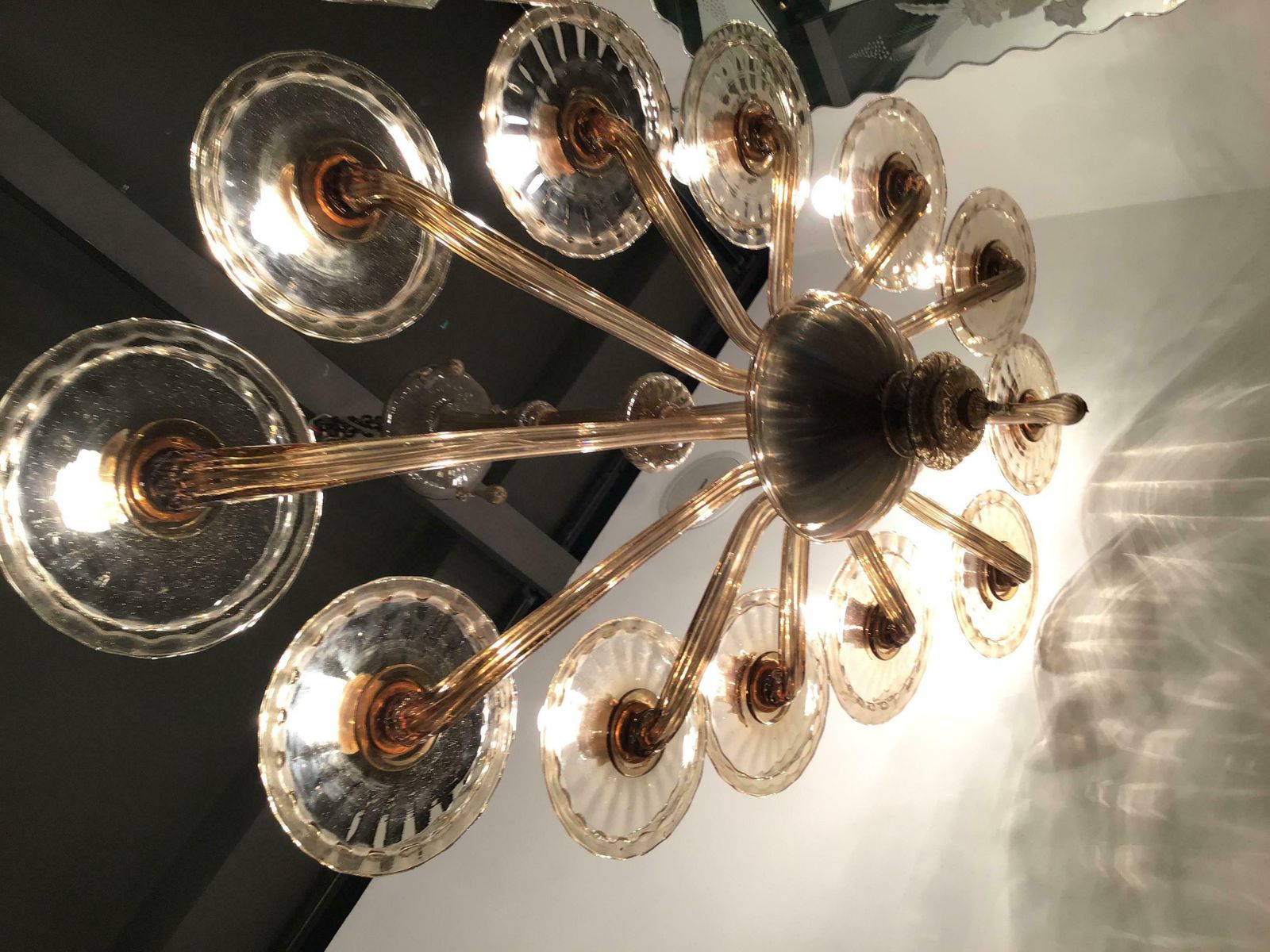 photo vinterior Venini Oval Murano Glass Chandelier 12 Light, 1930, Italy