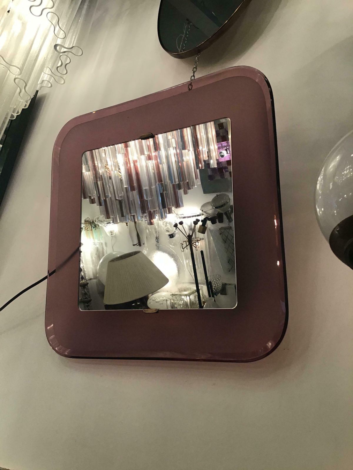 photo for sale Fontana Arte Backlit Mirror Glass Metal Crome 1950 Italy
