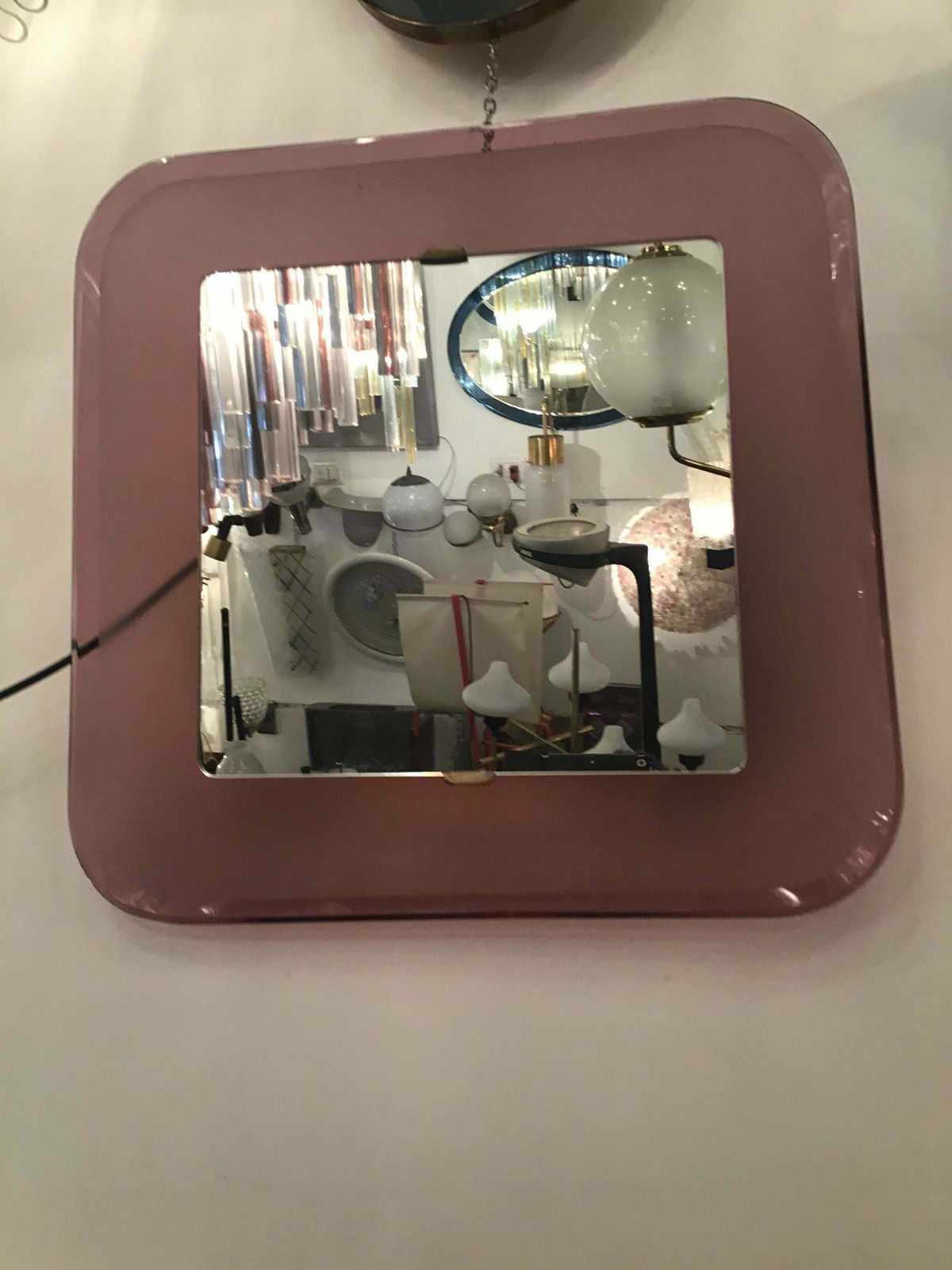 photo vintage Fontana Arte Backlit Mirror Glass Metal Crome 1950 Italy