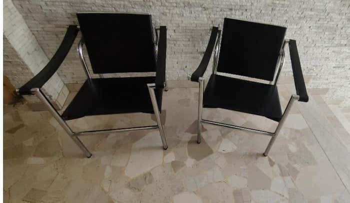 photo for sale 3 Armchairs Mod. Lc 1 1970s Le Corbusier   Cassina  Made In Italy
