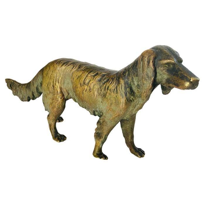 Antique Vienna Bronze Sculpture Of A Dog In Jules Moigniez Style, France, 1880