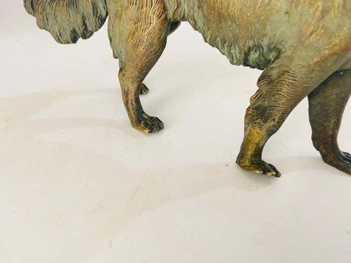 Antique Vienna Bronze Sculpture Of A Dog In Jules Moigniez Style, France, 1880 photo vintage