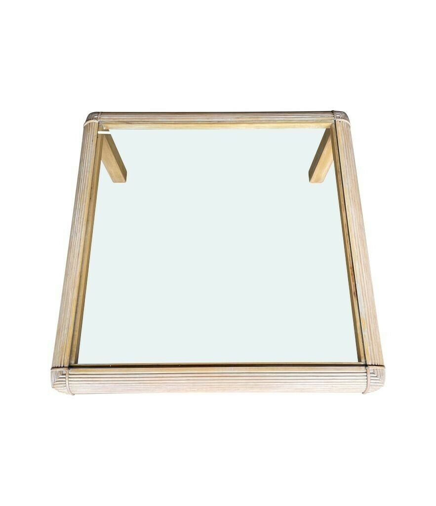 A Large Square 1980s Italian Pencil Reed Bamboo Coffee Table In The Style Of Vivai Del Sud photo 1150.0