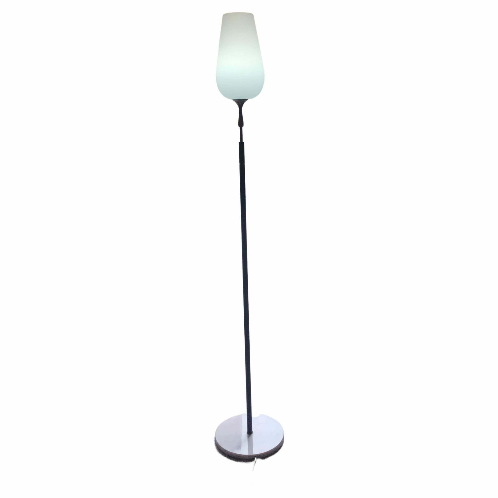 Arredoluce Angelo Lelii Floor Lamp Opaline Glass Brass Marble, 1953, Italy