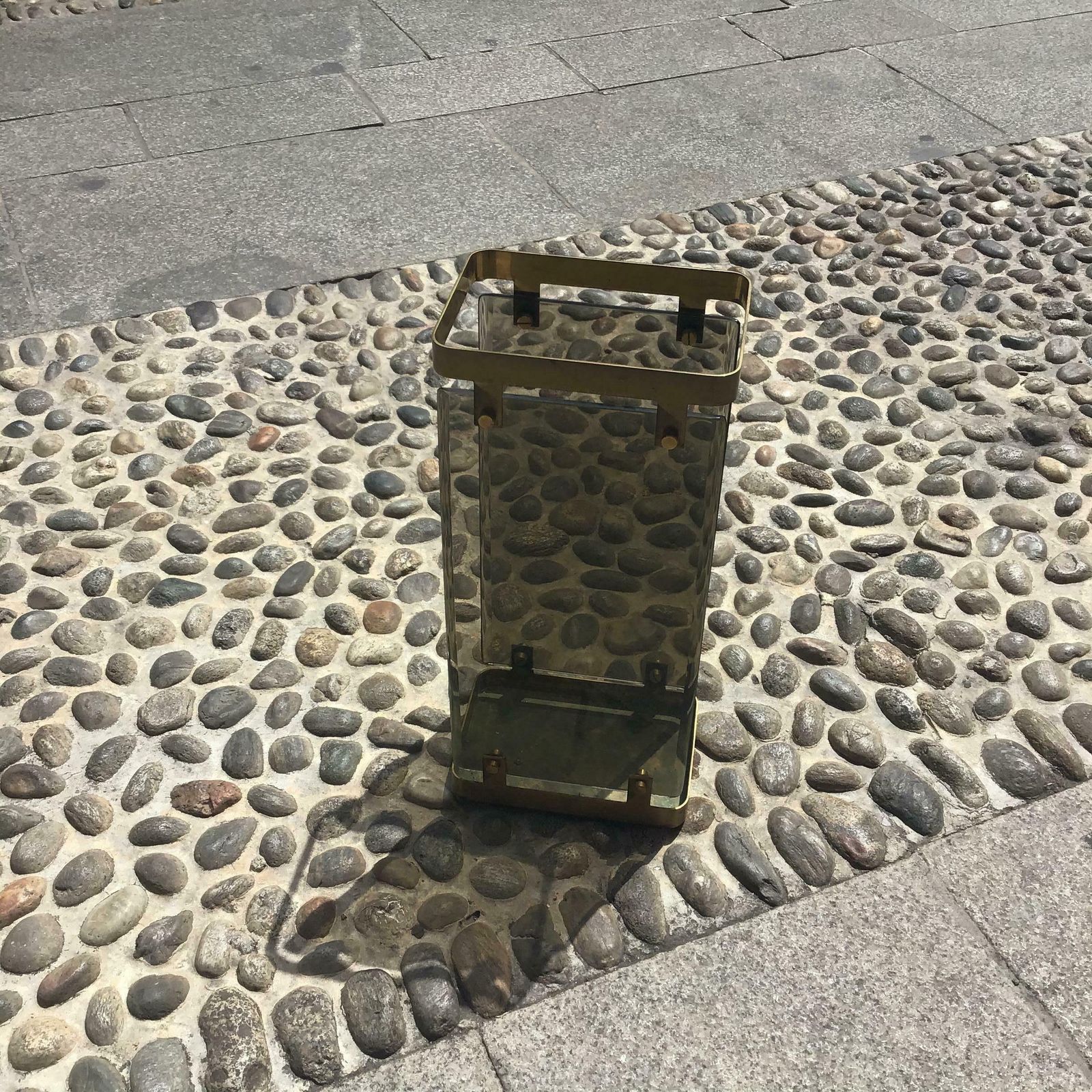 Fontana Arte Umbrella Stand Brass Glass 1955 Italy photo for sale