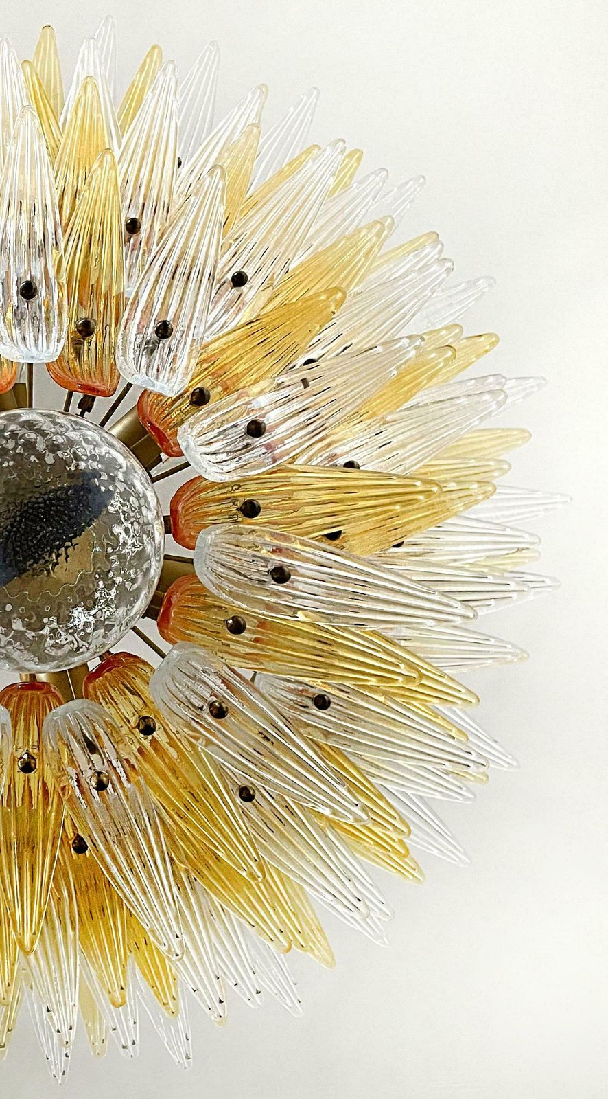 Lighting Amazing Palmette Ceiling Lights   Four Levels, 163 Amber And Transparent Glasses photo
